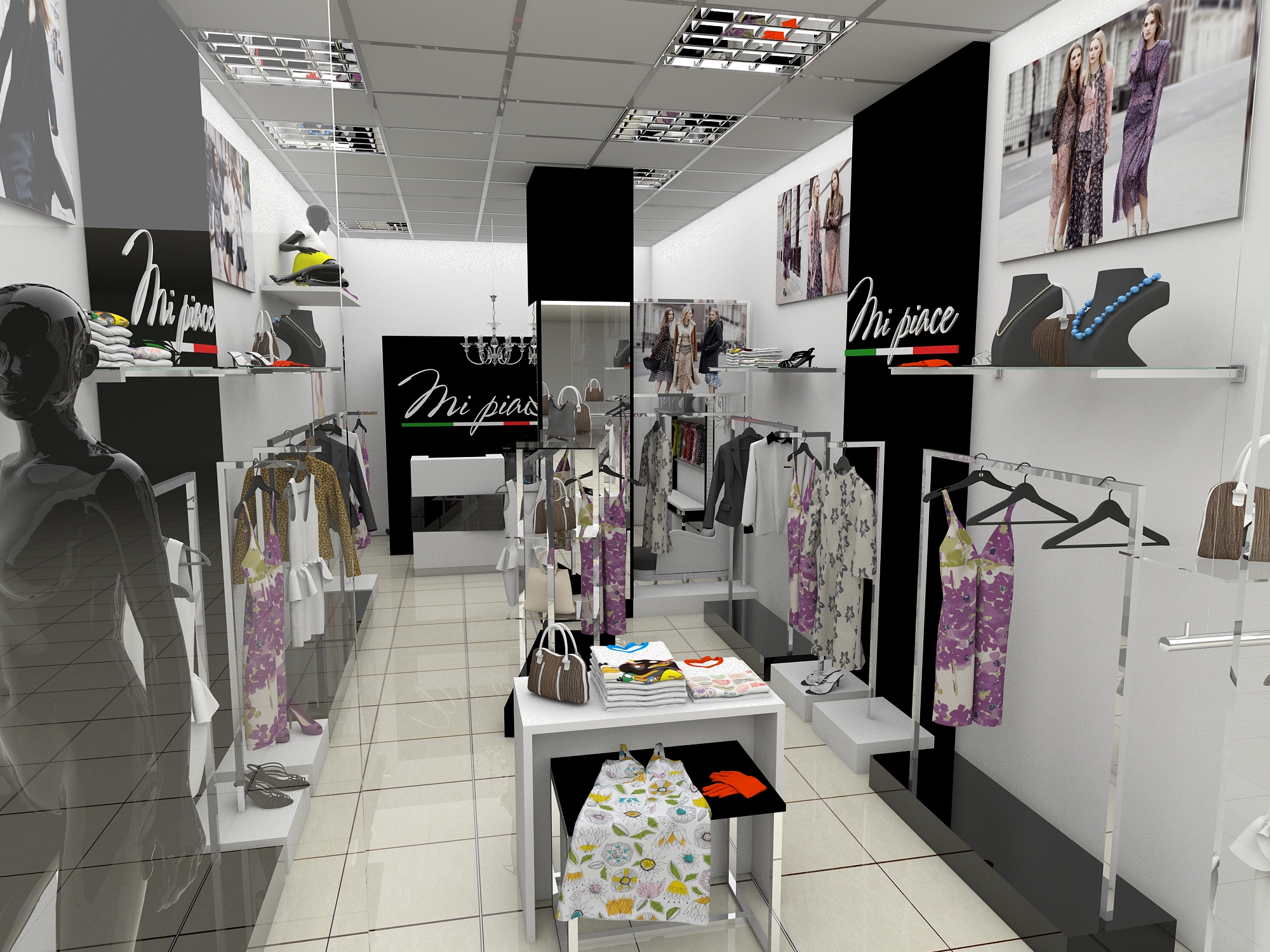 Дизайн магазина женской одежды 40 кв